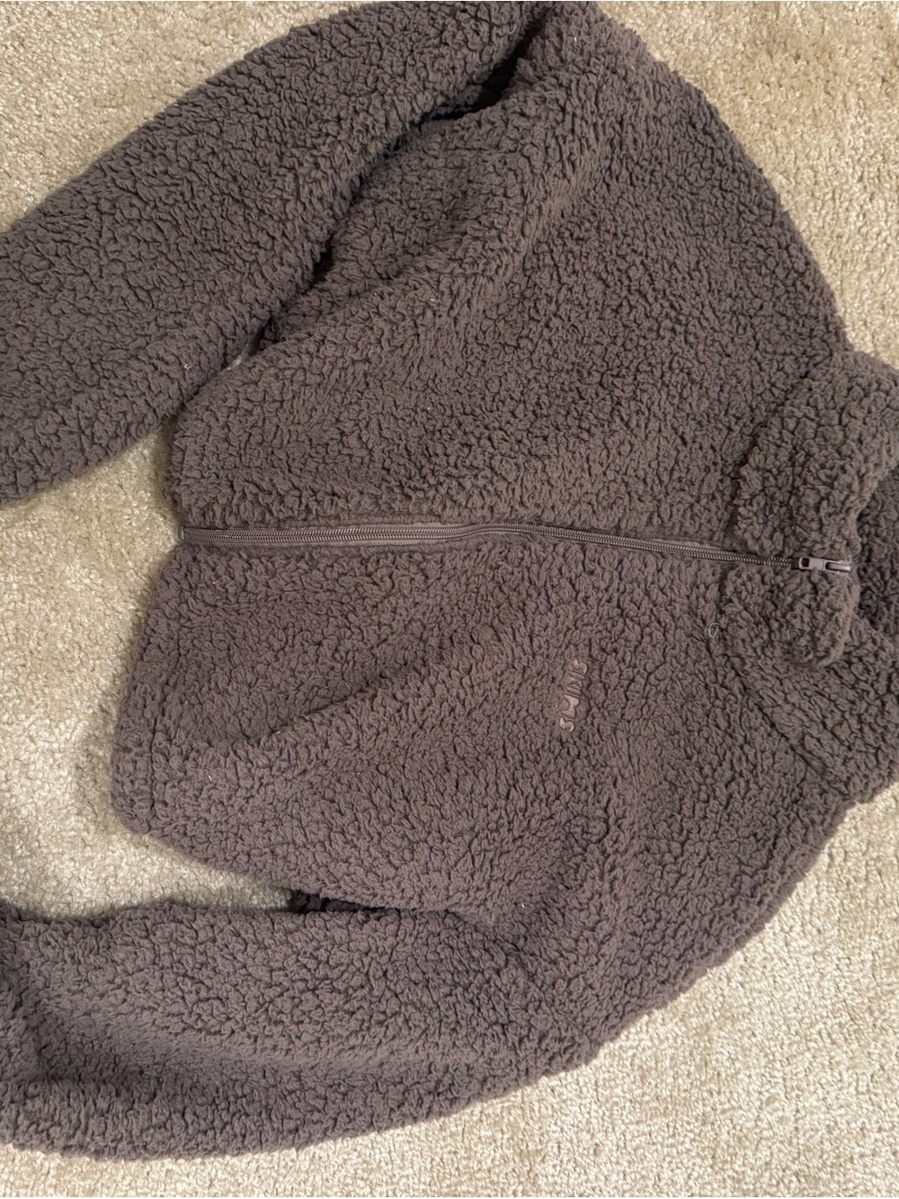 SKIMS Plush Teddy Jacket in Dark Taupe